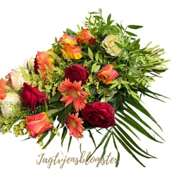 B�rebuket - orange & r�de roser